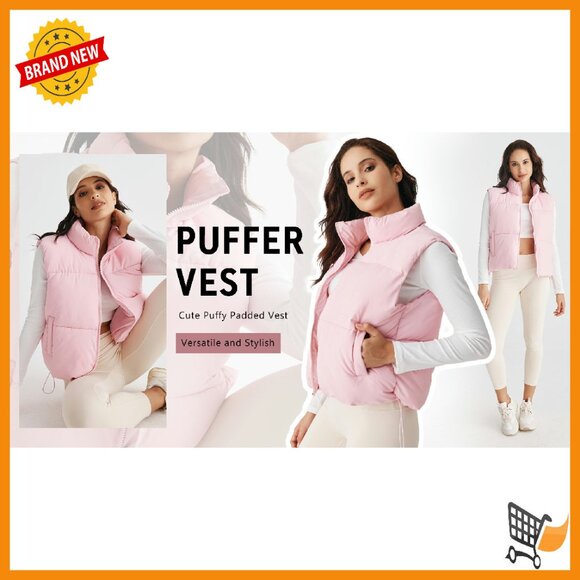 Women's Puffer Vest Sleeveless Jacket Lightweight Warm Quilted Zip Up - Picture 8 of 8